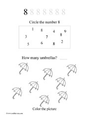 Preschool Number 8 worksheet