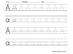 letter A tracing worksheet